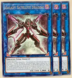 Yugioh! 3x Galaxy Satellite Dragon MZTM-EN096 Rare 1st Ed NM - Image 1