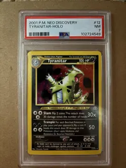 Pokemon TCG Tyranitar Neo Discovery Holo Card 12/75 PSA 7 - Image 1