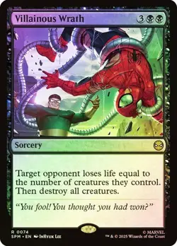NM Foil Villainous Wrath, MTG, Marvel's Spider-Man, Magic the Gathering, 74 - Image 1