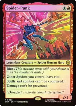 NM Foil Spider-Punk, MTG, Marvel's Spider-Man, Magic the Gathering, 92 - Image 1