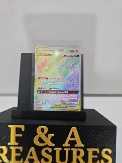 Pokemon Naganadel & Guzzlord GX TAG TEAM 260/236 Cosmic Eclipse Rainbow Holo DMG - Image 1