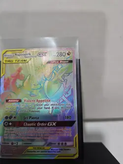 Pokemon Naganadel & Guzzlord GX TAG TEAM 260/236 Cosmic Eclipse Rainbow Holo DMG - Image 2