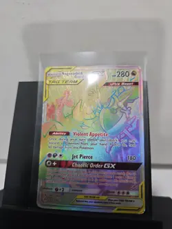 Pokemon Naganadel & Guzzlord GX TAG TEAM 260/236 Cosmic Eclipse Rainbow Holo DMG - Image 3