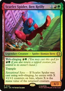 NM Foil Scarlet Spider, Ben Reilly, MTG, Marvel's Spider-Man, Magic, 142 - Image 1