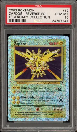 Pokemon Zapdos Legendary Collection Reverse Holo 2002 #19 PSA 10 - Image 1