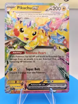 Pikachu EX⚡ 057/191 🔥 2024 Pokemon SV08 Surging Sparks Double Rare Holo NM TCG - Image 1