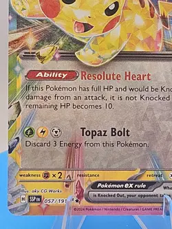 Pikachu EX⚡ 057/191 🔥 2024 Pokemon SV08 Surging Sparks Double Rare Holo NM TCG - Image 2