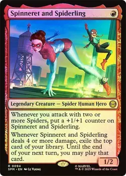 NM Foil Spinneret and Spiderling, MTG, Marvel's Spider-Man, Magic, 94 - Image 1
