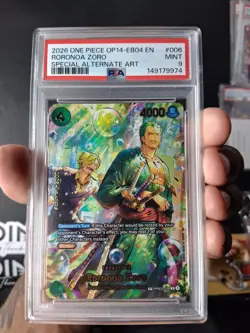 ONE PIECE RORONOA ZORO 2026 THE AZURE SEA'S SEVEN #006 SPECIAL ALT ART PSA 9 - Image 1