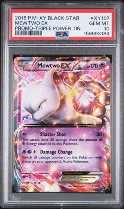 2016 POKEMON XY BLACK STAR MEWTWO EX - HOLO PROMO TRIPLE POWER TIN #XY107 PSA 10 - Image 1
