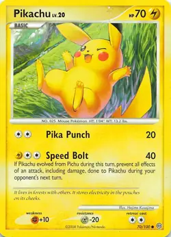 Pikachu 70/100 Common Stormfront Pokemon Moderately Played - Image 1