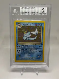 1999 Pokemon Jungle 1st Edition #12 Vaporeon Holo R BGS 9 MINT W/ SUBGRADE 10 - Image 1