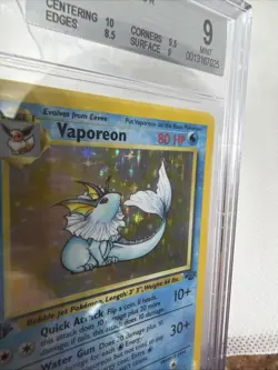 1999 Pokemon Jungle 1st Edition #12 Vaporeon Holo R BGS 9 MINT W/ SUBGRADE 10 - Image 4