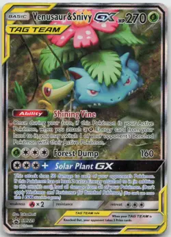 Venusaur & Snivy GX - SM229 Holo Promo Sun & Moon Promo Pokemon TCG MP - Image 1