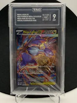 2025 POKEMON MEGA EVOLUTION SPECIAL ILLUSTRATION RARE #181 MEGA LATIAS EX TAG 9 - Image 1