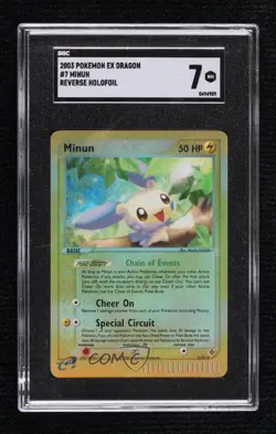 Minun Reverse Foil Pokemon EX Dragon #7 2003 - Image 1