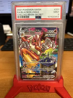 2021 Pokemon SWSH FA Blaziken Vmax 201/198 Chilling Reign Secret PSA 9 - Image 1