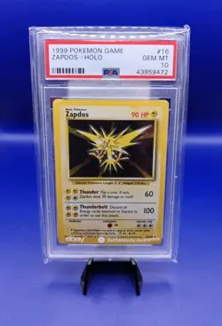 Zapdos 16/102 Base Set Holo Rare Pokemon Card WOTC TCG 1999 Graded Mint PSA 10 - Image 1