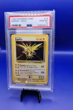 Zapdos 16/102 Base Set Holo Rare Pokemon Card WOTC TCG 1999 Graded Mint PSA 10 - Image 2