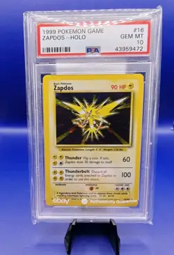 Zapdos 16/102 Base Set Holo Rare Pokemon Card WOTC TCG 1999 Graded Mint PSA 10 - Image 4