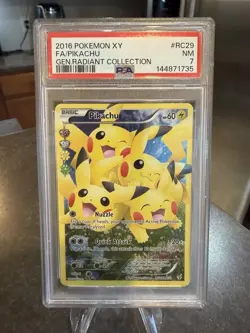2016 Pokemon Pikachu Full Art Holo RC29/RC32 PSA 7 NM - Image 1
