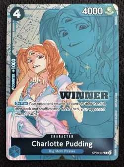 One Piece Charlotte Pudding OP06-047 Winner Promo English NM - Image 1