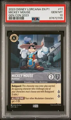 2023 Disney Lorcana Mickey Mouse Musketeer GEN CON Promo PSA 10 Gem Mint - Image 1