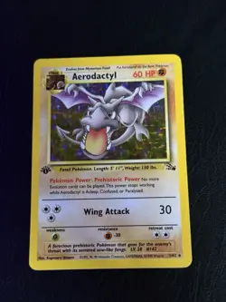Aerodactyl 1st Edition Pokemon Fossil #16/62 Holo Rare HP/DMG 1999 - Image 1