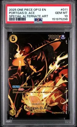 2025 ONE PIECE OP12 011 PORTGAS D. ACE SPECIAL ALT ART PSA 10 - Image 1