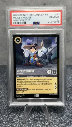 Disney Lorcana - Mickey Mouse Musketeer - GENCON Promo 11/P1 - PSA 10 Gem Mint - Image 1