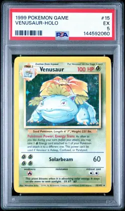 Venusaur Base Set 1999 Holo Rare PSA 5 #15/102 Pokemon TCG - Image 1