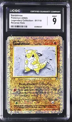 CGC 9 MINT Sandshrew 91/110 Legendary (collection) Reverse Holo Pokemon Card - Image 1