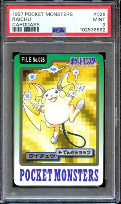 PSA 9 Raichu #026 Bandai Carddass 1997 Japanese Pokemon Card MINT - Image 1