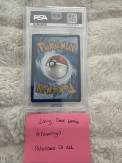2024 Pokemon SSP En-Surging Sparks Ultra Rare Card #221 Palossand EX, PSA 10 - Image 2