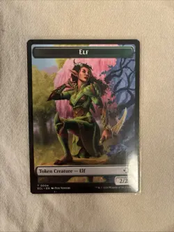 Foil Elf / Treasure Token, Lorwyn Eclipsed Token, MTG, Magic Card - Image 1