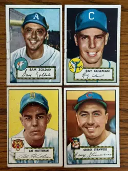 1952 Topps Baseball 4 Card Lot, Sam Zoldak, Ray Coleman, P,F,G - Image 1