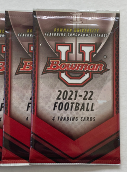 LOT (7) 2021-22 BOWMAN U FOOTBALL UNIVERSITY * 4 CARD PACKS * BRAND NEW SEALED - Image 2