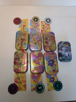 Pokemon 151 Mini Tin Set Of 6 With Coin And Art Card No Packs +1 Extra Tin - Image 1