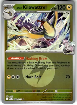 Ionos Kilowattrel Energy Reverse Holo 072/217 Ascended Hero Pokemon NM Fast Ship - Image 1