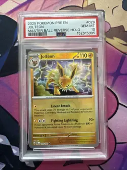 2025 POKEMON PRE EN-PRISMATIC EVOLUTIONS MASTER BALL REVERSE HOLO JOLTEON PSA 10 - Image 1