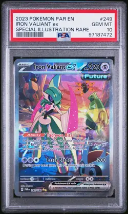 2023 Pokemon Paradox Rift #249 Iron Valiant Ex SIR PSA 10 - Image 1