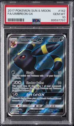 2017 POKEMON SUN & MOON #142 FULL ART/UMBREON GX PSA 10 - Image 1
