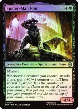 NM Foil Spider-Man Noir, MTG, Marvel's Spider-Man, Magic the Gathering, 67 - Image 1