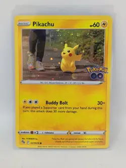 Pikachu 027/078 Common Pokemon GO Cosmo Holo Pokemon Near Mint - Image 1