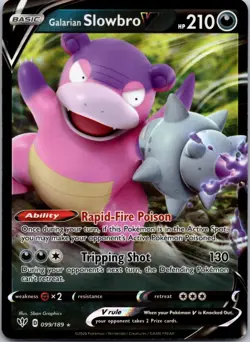 Galarian Slowbro V 099/189 Holo V Rare Darkness Ablaze Pokemon Near Mint - Image 1