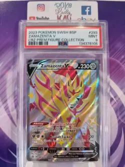 PSA Mint 9 2023 Pokemon SWSH Black Star Promo Zamazenta V Shiny SWSH293 - Image 1