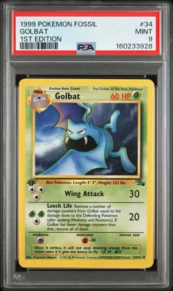 1999 Pokemon Fossil 1st Edition Golbat PSA 9 34/62 - Image 1