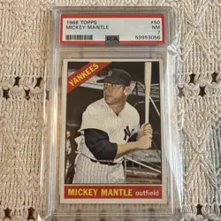 1966 Topps Mickey Mantle YANKEES PSA 7 Really Nice Card! - Image 1