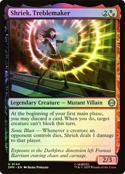 NM Foil Shriek, Treblemaker, MTG, Marvel's Spider-Man, Magic the Gathering, 144 - Image 1