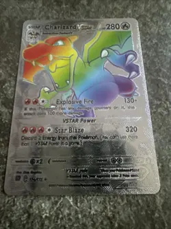 Charizard Vstar Silver Rainbow Foil🕺 Fan Art🕺 Card - Image 1